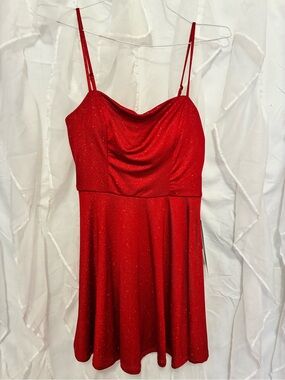 Red Sparkle Spaghetti Strap Dress